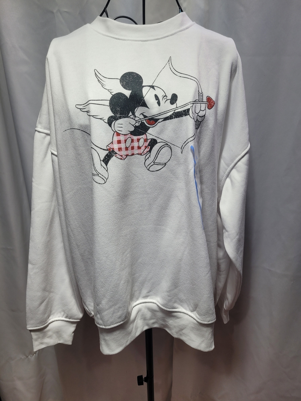 Disney White Crewneck Sweatshirt with Mickey Archer Graphic